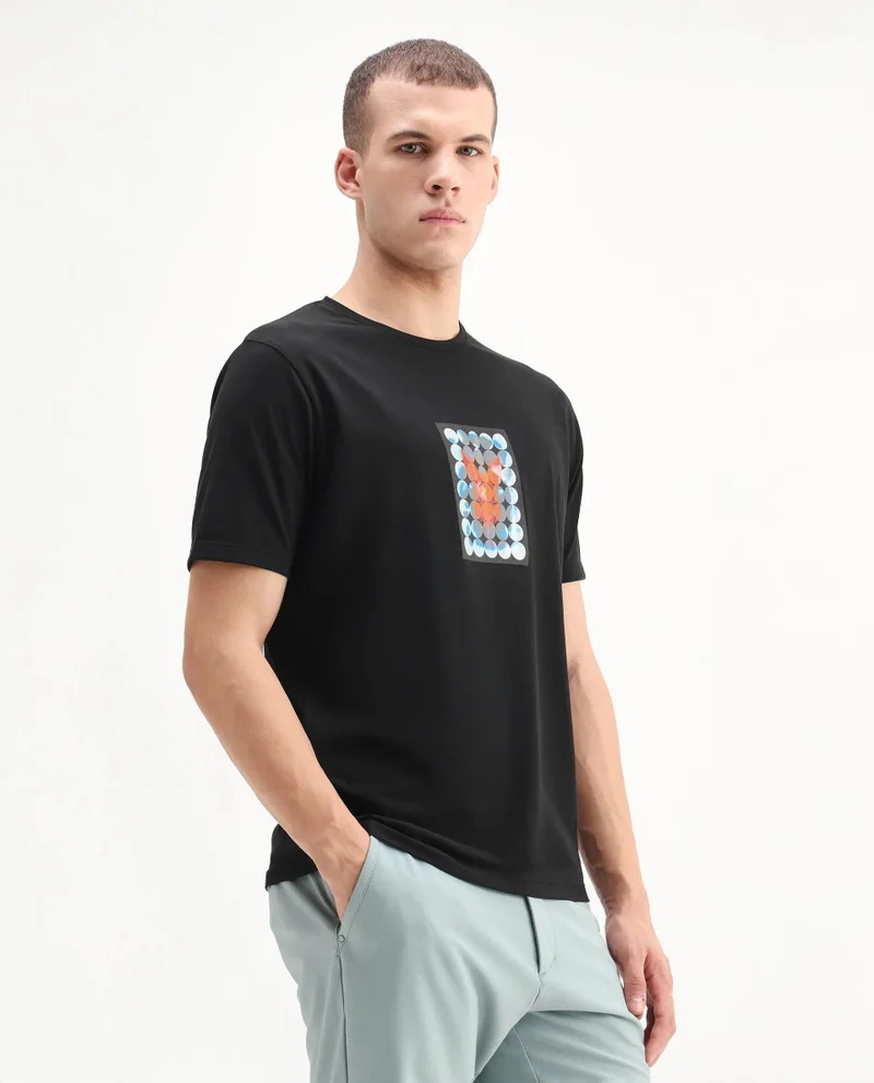 Rare Rabbit Men's Regular Fit Graphic Print T-Shirt