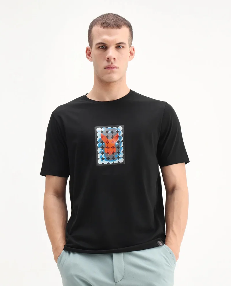 Rare Rabbit Men's Regular Fit Graphic Print T-Shirt