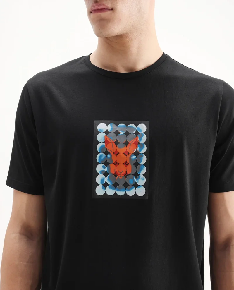 Rare Rabbit Men's Regular Fit Graphic Print T-Shirt