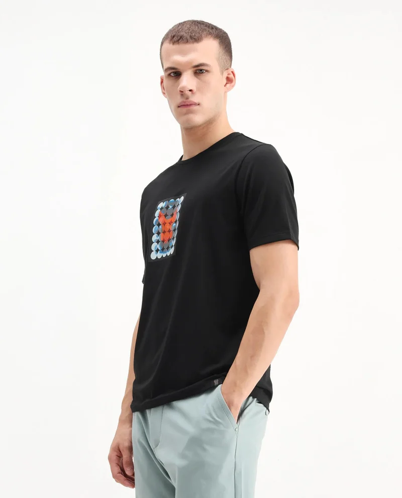 Rare Rabbit Men's Regular Fit Graphic Print T-Shirt