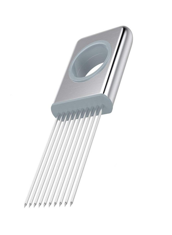 KAYCROWN Best Utensils Onion Holder Slicer Vegetable Tools Stainless Steel Easy Onion Holder Slicing Guide Vegetable Tomato Lemon Meat Holder Slicer Tools Cutter, Cutting Kitchen Gadget, Silver - Image 1