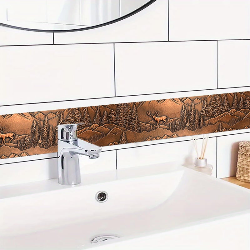 HOMETITUTE Wallpaper Border Peel and Stick Vintage Copper Texture Decorative Wall Trim Self Adhesive Border for Walls Mirror Frame Accent Strip for Bedroom Bathroom Kitchen Living Room 4x196 Inch - Image 2