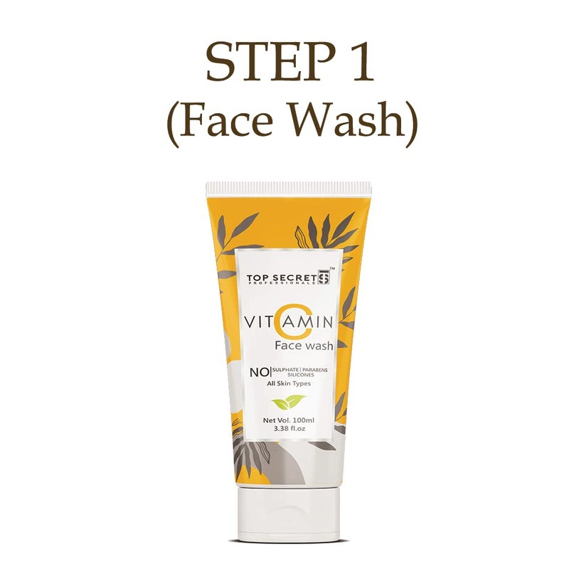 Top Secret Vitamin C Combo Face Pack for Men and Women Face Scrub 100 ml Face Wash 100 ml Brightening Glowing Skin Sulphate and Paraben Free For All Skin Types - Image 2
