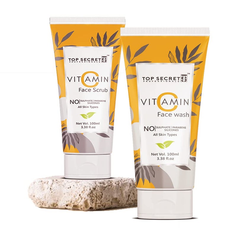 Top Secret Vitamin C Combo Face Pack for Men and Women Face Scrub 100 ml Face Wash 100 ml Brightening Glowing Skin Sulphate and Paraben Free For All Skin Types - Image 1