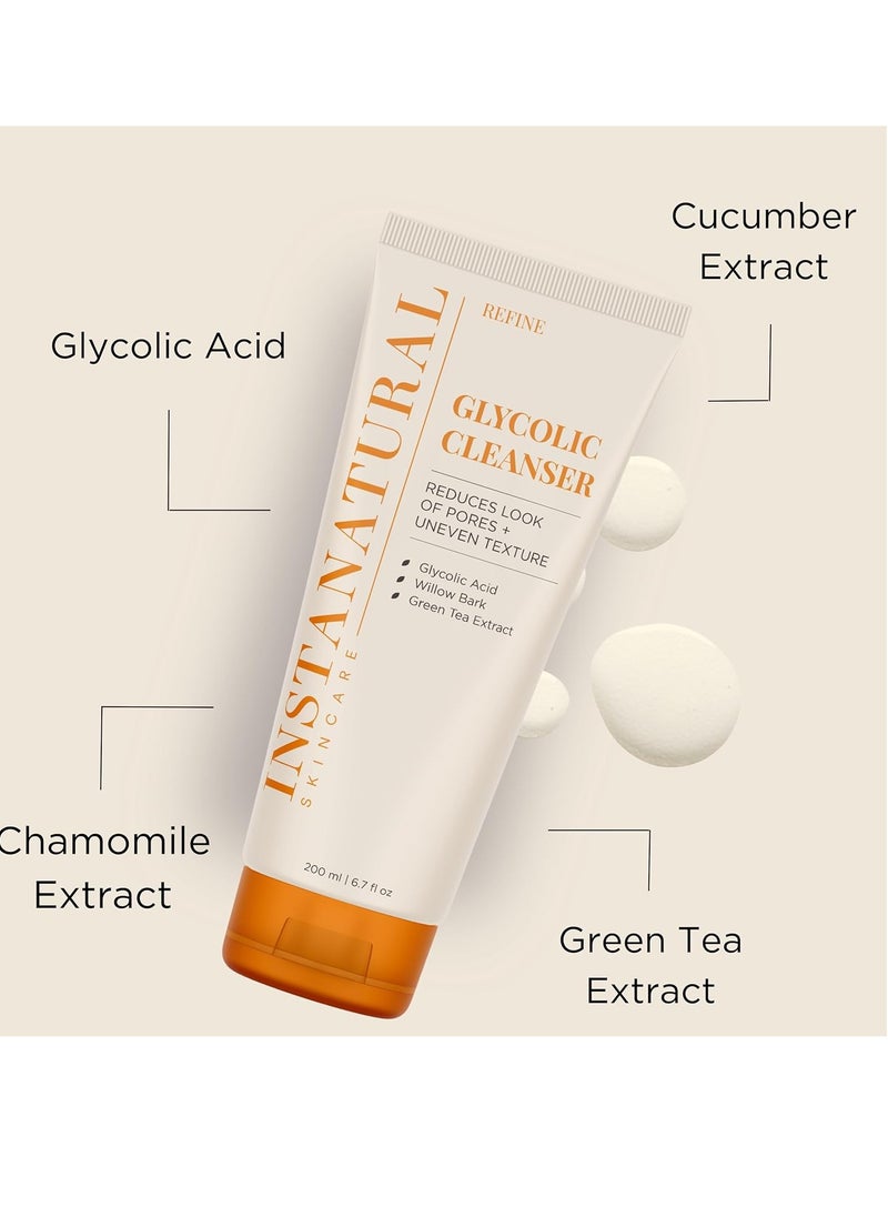 Instanatural InstaNatural Glycolic Acid Cleanser and Vitamin C Scrub Kit, Brightens and Reduces Signs of Aging, Fine Lines and Wrinkles, with Aloe Vera and Botanical Extracts  - Image 2