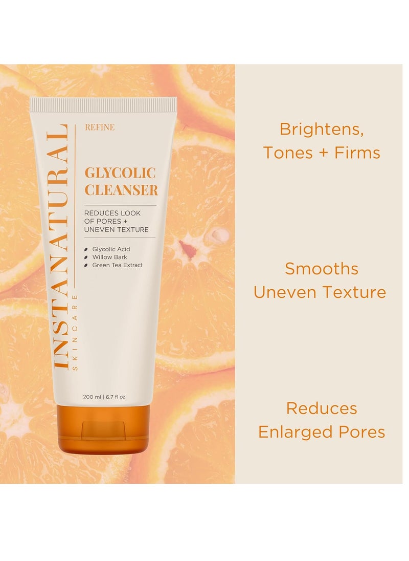 Instanatural InstaNatural Glycolic Acid Cleanser and Vitamin C Scrub Kit, Brightens and Reduces Signs of Aging, Fine Lines and Wrinkles, with Aloe Vera and Botanical Extracts  - Image 3
