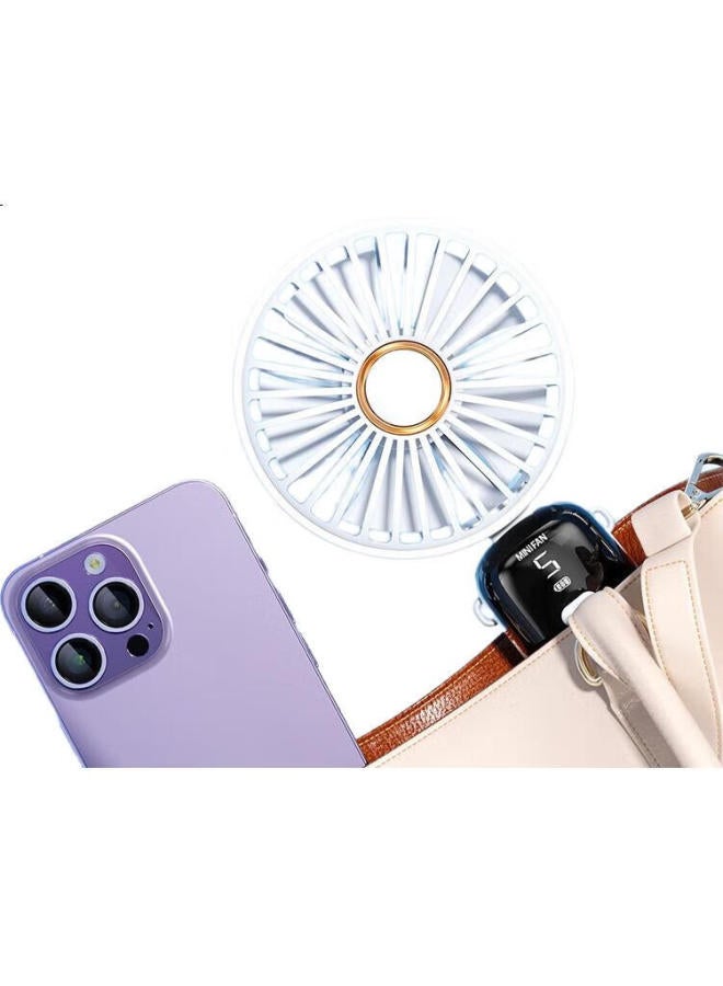 Kumeng [Five-Speed Strong Wind] Handheld Mini Fan, Portable Usb Rechargeable Fan, Desktop Foldable Neck-Hanging Fan, For Students' Dormitory, Office, Outdoor Use, Quiet Operation, Long Battery Life - Image 3