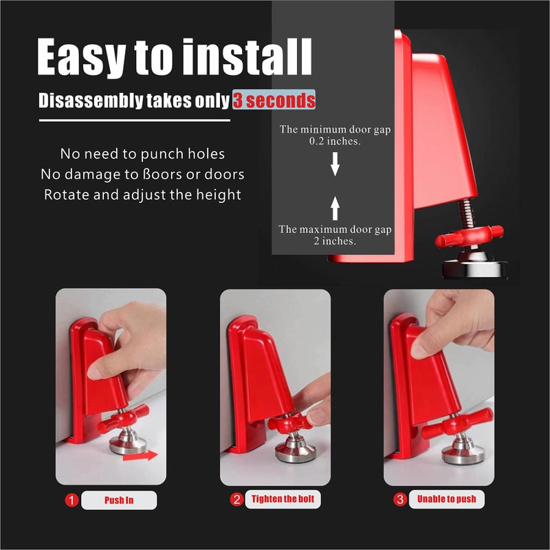 Geanli Door Stoppers Security - Portable Door Jammer for Travel Security Anti Theft, Apartment Hotel Door Lock - Protection for Homeowner and Children, Lockdown Device for Women Safety Self Defense (Red) - Image 5