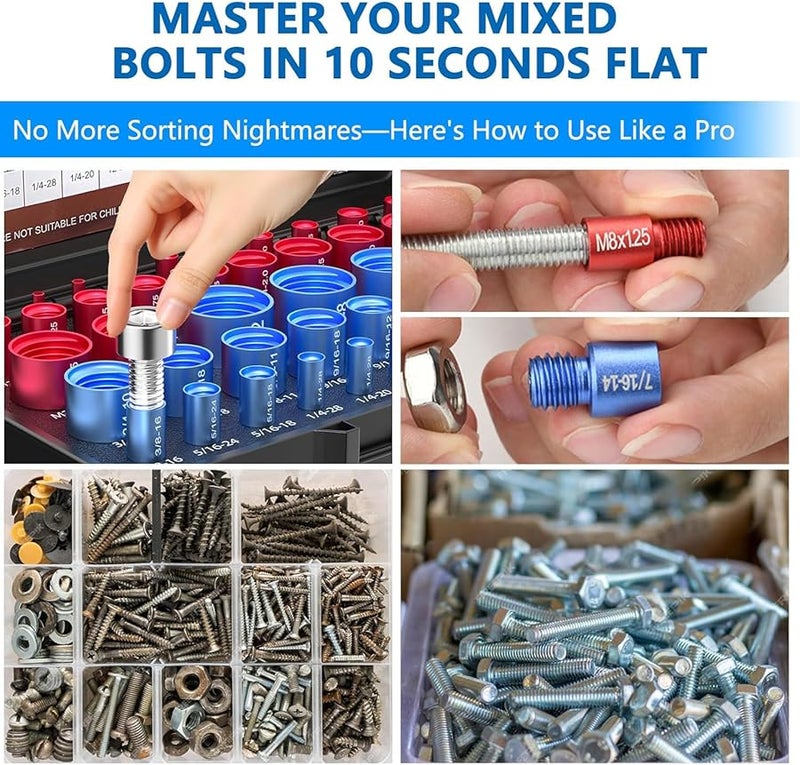 52 قطعة مجموعة فاحص الخيوط المترية مقياس الألومنيوم للمسامير والمثبتات ورشة الصيانة - Image 5