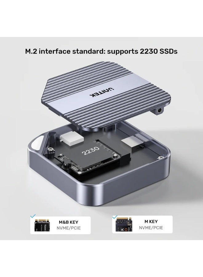 UNITEK Magnetic M.2 2230 NVMe SSD Enclosure, USB-C 10Gbps External SSD Case for iPhone 17/16/15 Pro, Android, Laptop & PC, Tool-Free Magnetic Aluminum Portable SSD Adapter for Steam Deck / ROG Ally | S1244AGY01 - Image 4