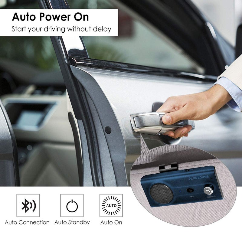 Avantree مجموعة السيارة اللاسلكية Avantree CK11 بلوتوث 5.0، سماعة مكبرة 3 واط، تدعم مساعد سيري، تشغيل تلقائي بالحركة، مقبض للتحكم في الصوت، سماعة لاسلكية في السيارة مع مشبك للستارة - أزرق - Image 3