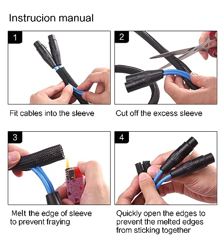 Alex Tech 10ft - 1/4 inch Cord Protector Wire Loom Tubing Cable Sleeve Split Sleeving For USB Cable Power Cord Audio Video Cable – Protect Cat From Chewing Cords - Black - Image 5