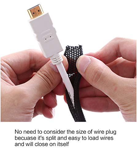 Alex Tech 10ft - 1/4 inch Cord Protector Wire Loom Tubing Cable Sleeve Split Sleeving For USB Cable Power Cord Audio Video Cable – Protect Cat From Chewing Cords - Black - Image 2