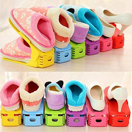 SKYUNION Adjustable Shoe Slots Organizer Shoe Storage Rack Space Saver Rack Holder Pack of04Multi Color - Image 3