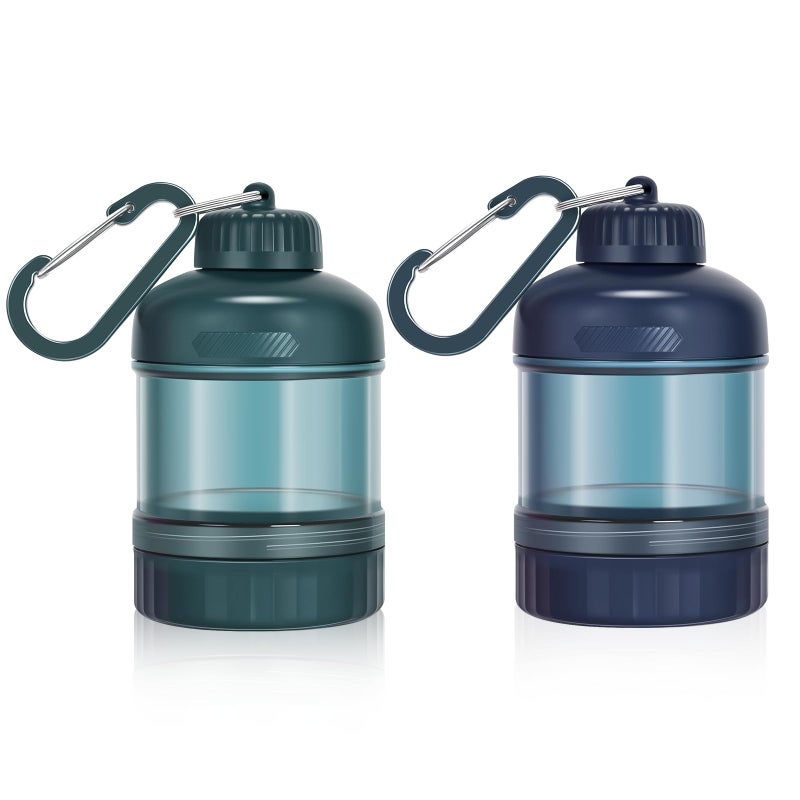 BooMetCheer 2 Pack Protein Powder Container to Go with Keychain & Keyring, Large Capacity, Clear, Leakproof, Ideal for workouts, fitness, or travel (Green&Blue) - Image 1
