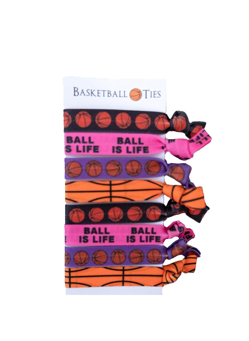 Sportigift Basketball Hair Ties Set for Boys & Girls - 8 Pieces for Players, Coaches, Team Gifts & Accessories 