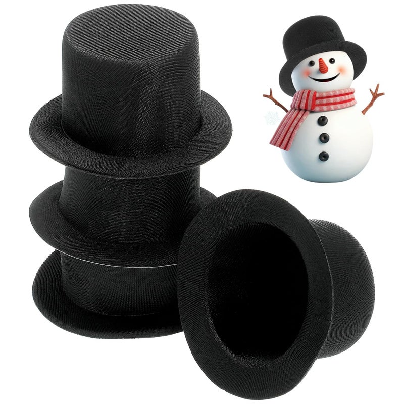 MERRYHAPY Decor 4pcs Miniature Formal Top Hats Party Caps Doll Caps Cloth Small Hats in Black