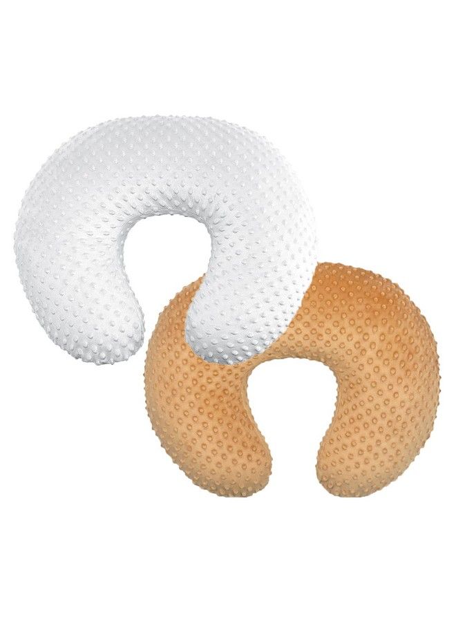 Owlowla 2Pack Nursing Pillow Cover White&Caramel Nursing Pillow Covers Set Breastfeeding Pillow Slipcover Fits Naked Nursing Pillow For Baby Boy Girl(White/Caramel)  - Image 1