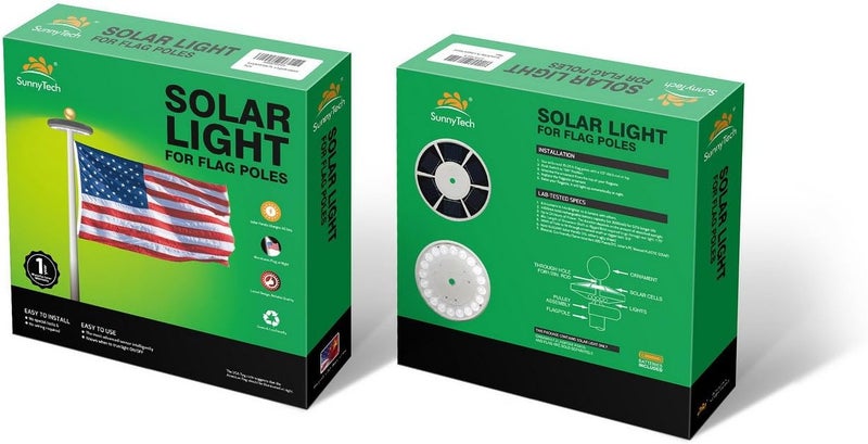 Sunnytech 2nd Generation Solar Flag Pole with 20LED Light, Brightest and Most Powerful, Stable and Long-Lasting, LED Downlight for 15 to 25 Ft In-Ground Flag Poles, Automatic, Black - Image 3