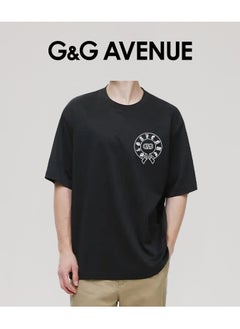 G&G AVENUE Neutral Cotton Fashion Top Black Oversized Round Neck Retro Regular Casual Vacation T-shirt Summer Fitness Sports T-shirt Comfortable Short sleeved Football Team Top  - Image 5