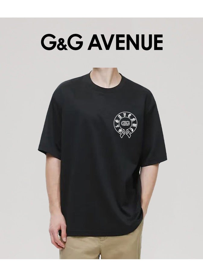 G&G AVENUE Neutral Cotton Fashion Top Black Oversized Round Neck Retro Regular Casual Vacation T-shirt Summer Fitness Sports T-shirt Comfortable Short sleeved Football Team Top - Image 5