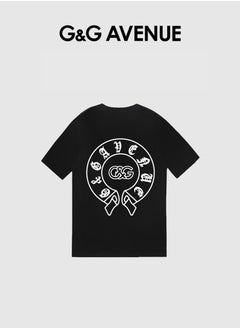 G&G AVENUE Neutral Cotton Fashion Top Black Oversized Round Neck Retro Regular Casual Vacation T-shirt Summer Fitness Sports T-shirt Comfortable Short sleeved Football Team Top  - Image 3