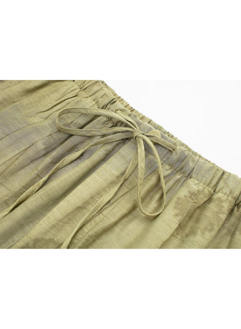 Shougu Loose Shirt Jacquard Casual Straight Leg Pants Set - Image 5