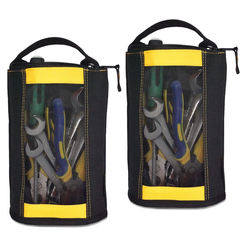 MELOTOUGH Canvas Zipper Tool Pouch Zipper Bag Fastener bag with Mesh Window and Hanging Grommets 2 pack