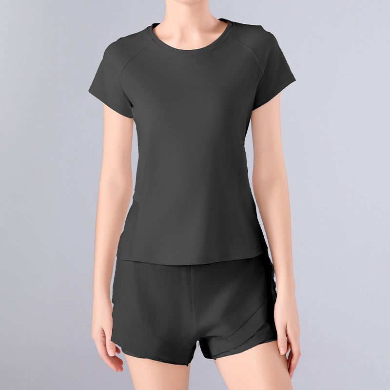 Sports Suit New Suit Summer Short-Sleeved Running Quick-Drying Yoga Loose Thin Breathable Fitness - Image 1