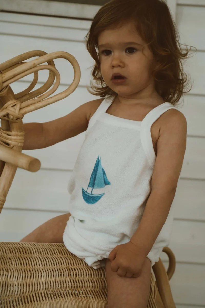 Ohlala Koala Sailboat Printed Towel Jumpsuit