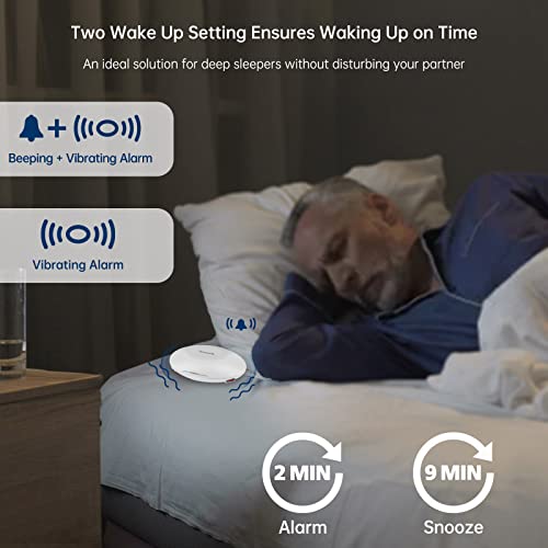 DreamSky Vibrating Alarm Clock for Heavy Sleepers - Auto Set Bed Shaker Alarm Clock Under Pillow for Hearing Impaired, Bedroom, Travel, Rechargeable Battery Operated, Cordless, Auto DST, LCD Backlight - Image 4