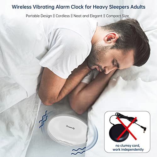 DreamSky Vibrating Alarm Clock for Heavy Sleepers - Auto Set Bed Shaker Alarm Clock Under Pillow for Hearing Impaired, Bedroom, Travel, Rechargeable Battery Operated, Cordless, Auto DST, LCD Backlight - Image 2