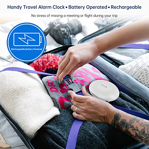 DreamSky Vibrating Alarm Clock for Heavy Sleepers - Auto Set Bed Shaker Alarm Clock Under Pillow for Hearing Impaired, Bedroom, Travel, Rechargeable Battery Operated, Cordless, Auto DST, LCD Backlight - Image 5