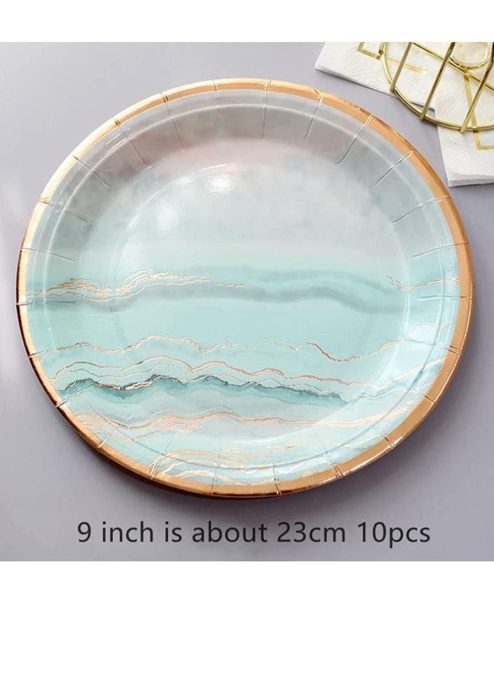 70 Piece Disposable Paper Plates Sets Party Supplies  For 10 Guest, With Plates,Cups For Baby Bridal Shower Party Supplies