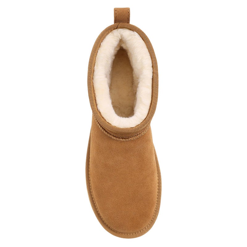 bebealy Genuine Suede Mini Boots for Women Winter Fuzzy Snow Boots Short Ankle Boot with Fur Lined, Chestnut EU 39 - Image 5