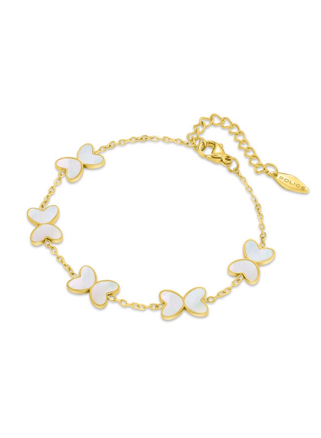 بوليس سوار نسائي بتعليقات فراشة ذهبية بيضاء - Image 2