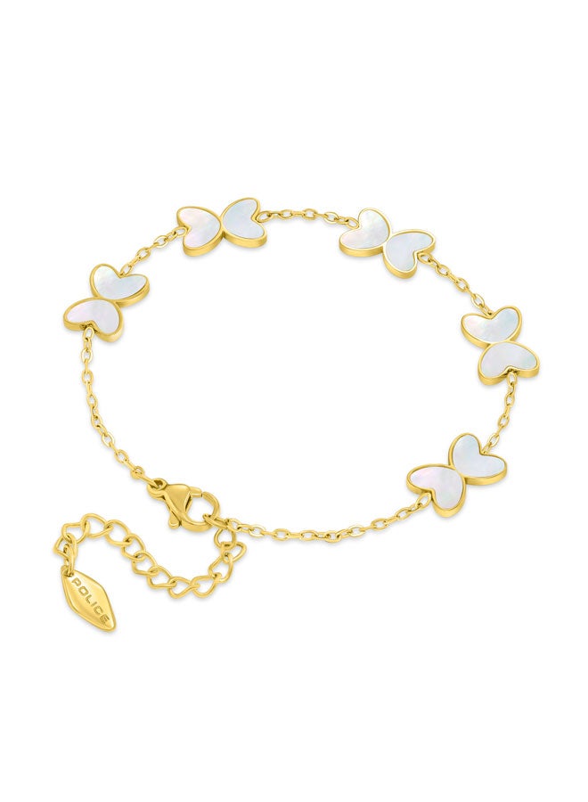 بوليس سوار نسائي بتعليقات فراشة ذهبية بيضاء - Image 3