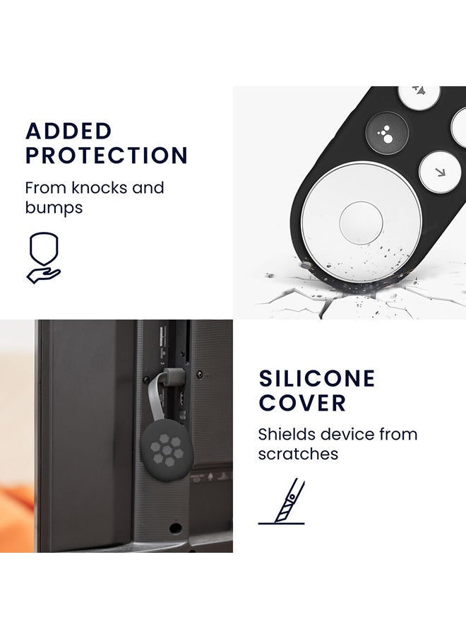O Ozone Silicone Remote Cover Set Compatible with Google Chromecast 2020 4K, Anti-Slip Shockproof TV Set Top Box Sleeve Cover (Black)  - Image 4