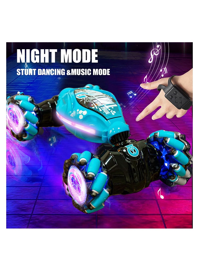 Gesture Rc Car Large 1:14 Scale, 4wd 2.4g Remote Control Car for Kids Boys, Hand Controlled Rc Car, All Terrains Double Sides Rotating Transform Rc Stunt Car 360° Flips for Age 4-12 With Lights Music