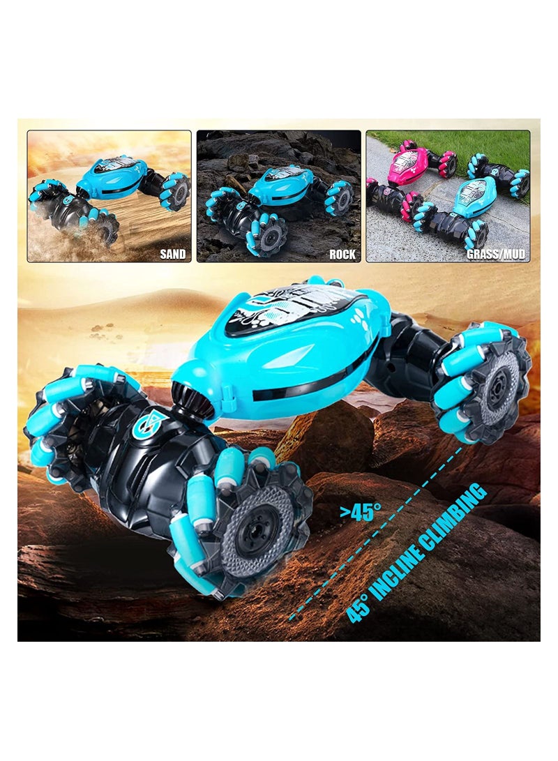Gesture Rc Car Large 1:14 Scale, 4wd 2.4g Remote Control Car for Kids Boys, Hand Controlled Rc Car, All Terrains Double Sides Rotating Transform Rc Stunt Car 360° Flips for Age 4-12 With Lights Music