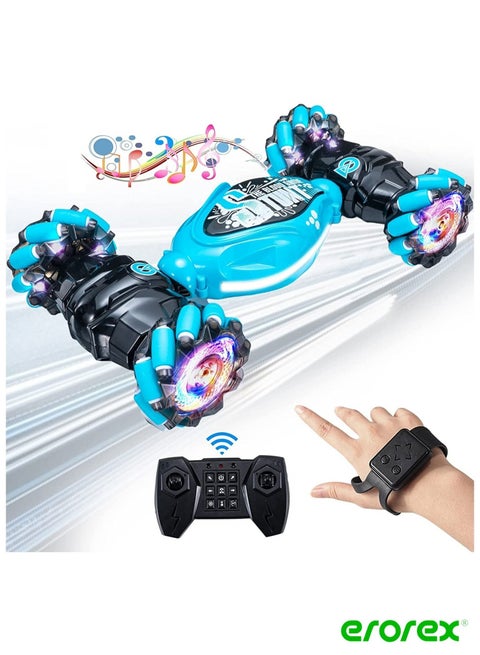 Gesture Rc Car Large 1:14 Scale, 4wd 2.4g Remote Control Car for Kids Boys, Hand Controlled Rc Car, All Terrains Double Sides Rotating Transform Rc Stunt Car 360° Flips for Age 4-12 With Lights Music