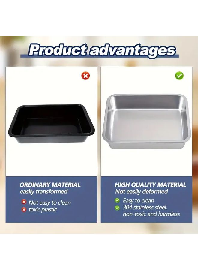 Stainless Steel Square Cake Pan 12.6 Inch Non Stick Baking Mold - Image 5