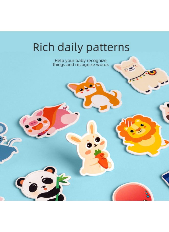 Generic - Quiet Doodle Books Baby Repeated Tearing Pasting Busy Books Animal Recognition Cognitive Early Education Intelligence Toys-Color:Literacy Books [16 Themes/220 Patches] Need To Be Glued With Hook And Loop - Image 1