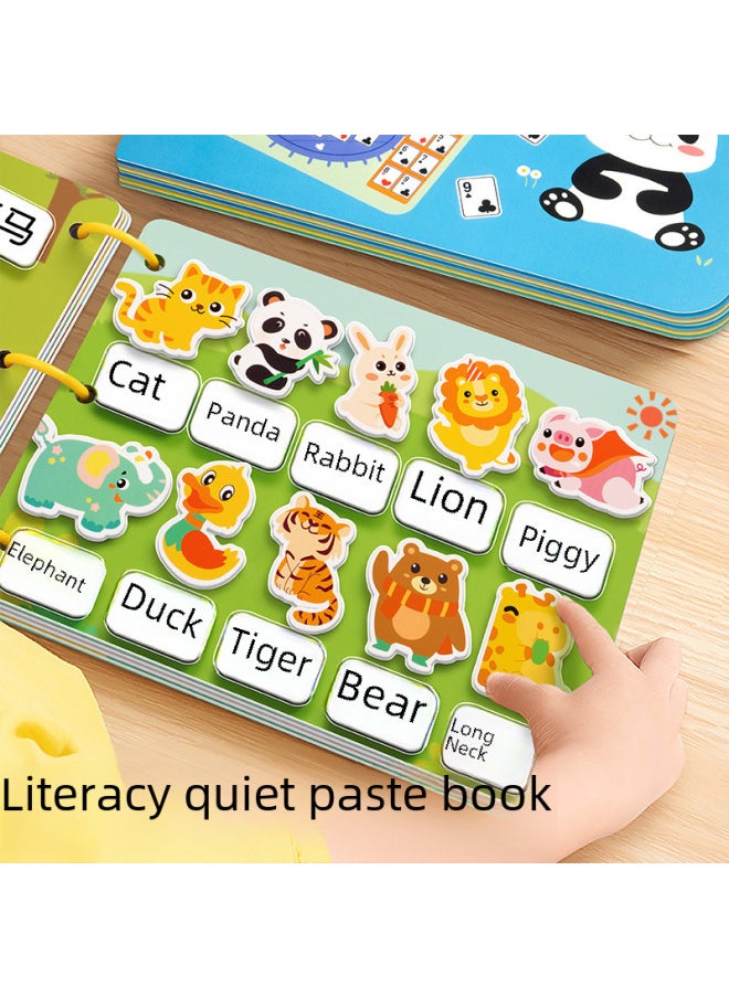 Generic - Quiet Doodle Books Baby Repeated Tearing Pasting Busy Books Animal Recognition Cognitive Early Education Intelligence Toys-Color:Literacy Books [16 Themes/220 Patches] Need To Be Glued With Hook And Loop - Image 1