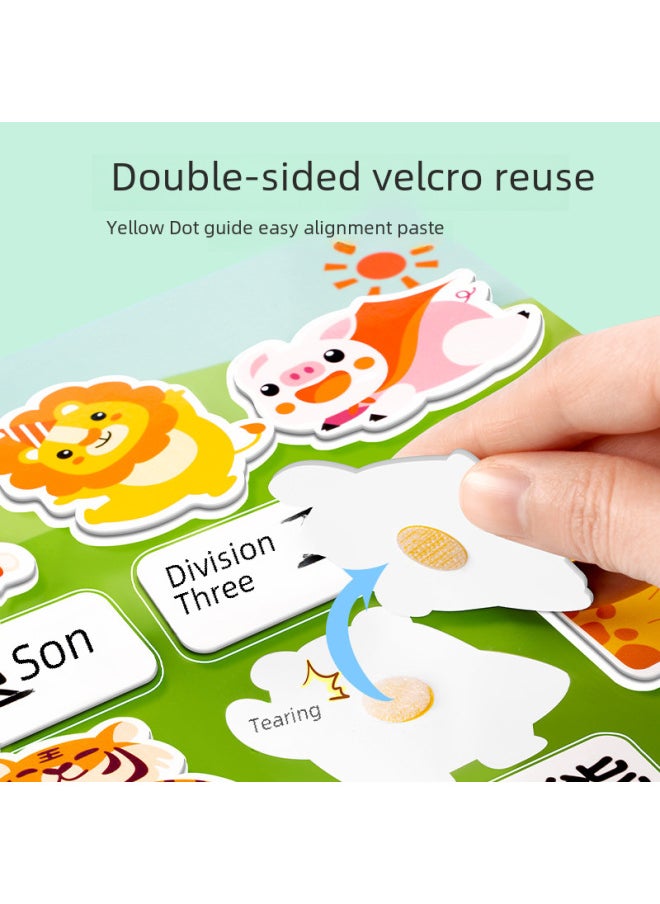 Generic - Quiet Doodle Books Baby Repeated Tearing Pasting Busy Books Animal Recognition Cognitive Early Education Intelligence Toys-Color:Literacy Books [16 Themes/220 Patches] Need To Be Glued With Hook And Loop - Image 1