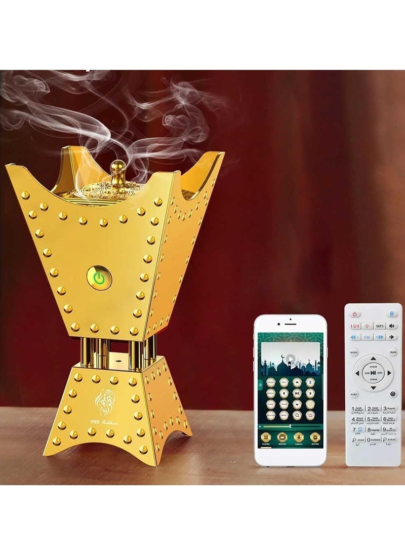 TIGER Arabic Electric Metal Incense Oud Burner with Full Quran Speaker – SQ-668 | Bluetooth, Remote & App Control, HD Audio, LED Lighting, Rechargeable, Smart Quran Player & Bakhoor Diffuser for Home or Car - Image 1