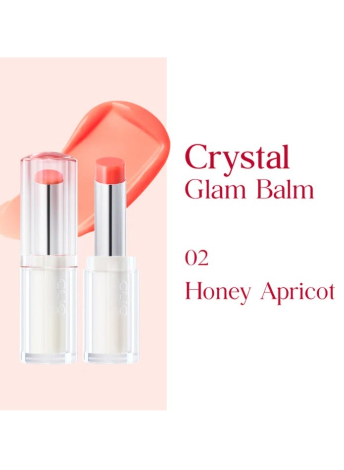 CLIO Crystal Glam Lip Balm-02 Honey Apricot - Image 2