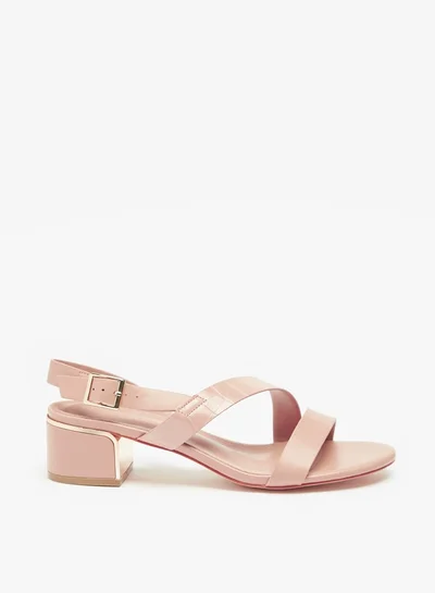 فلورا بيلا من شو إكسبرس Women Textured Sandals with Block Heels and Buckle Closure