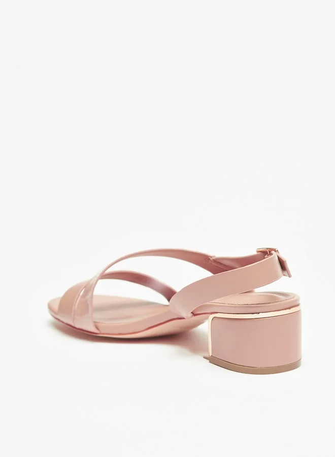 فلورا بيلا من شو إكسبرس Women Textured Sandals with Block Heels and Buckle Closure