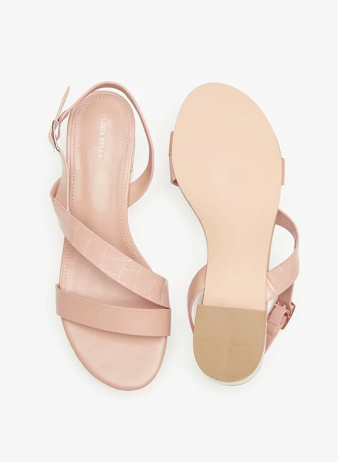 فلورا بيلا من شو إكسبرس Women Textured Sandals with Block Heels and Buckle Closure